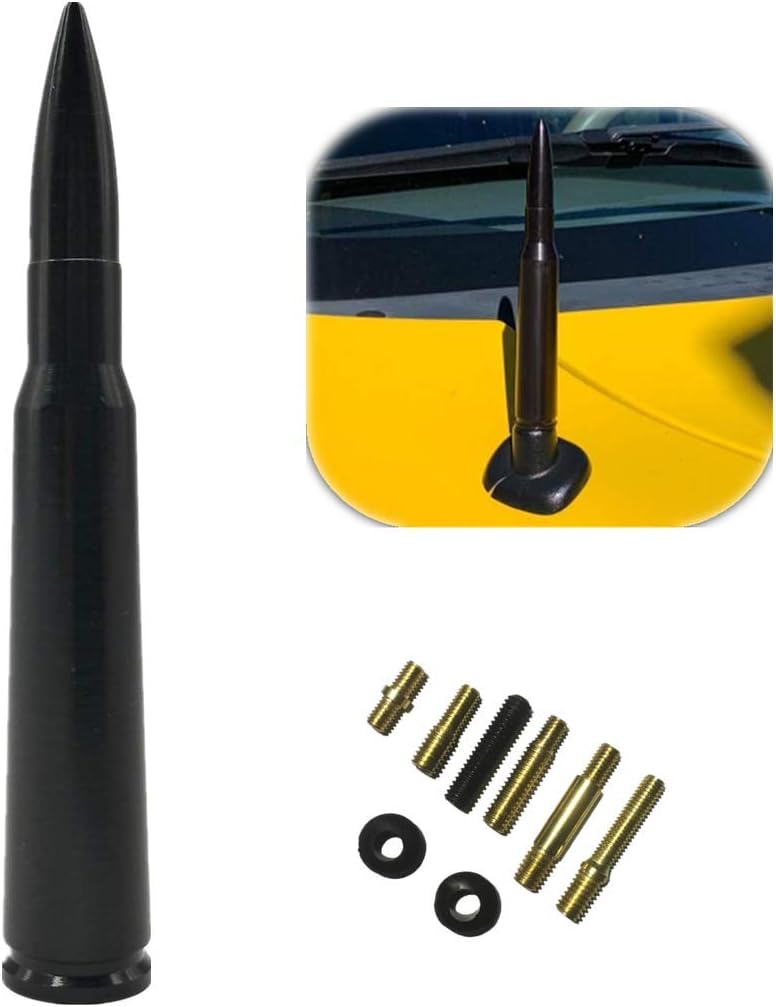 ZYTC Bullet Style Stubby Antenna Mast Aerial Black Replacement Fit Toyota Tacoma 1995-2019 Harley-Davidson 1998-2019 | 4.2 inches