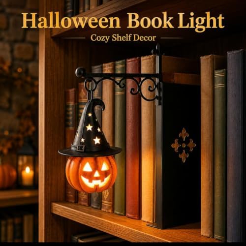Ghost Bookshelf Lamp, Hollween Decorative Library Lantern Bookshelf Light, Mini Reading Book Shelf Lights, Antique Led Books Nook Lamp Ornament for Study Reading Corner, Gift for Book Lovers - 1