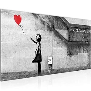 Runa Art Schilderijen Banksy Ballon Meisje Een Stukje Modern Fleece Niet-geweven Canvas Huiskamer Hal Street Art Rood 301612a