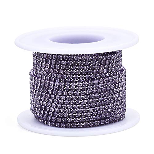 Craftdady 10 Yards Crystal Rhinestone Chain 2mm Triming Claw Sew On Rhinestone Cup Chain Roll for DIY Jewelry Crafts Wedding Home Decoration (Lavender)