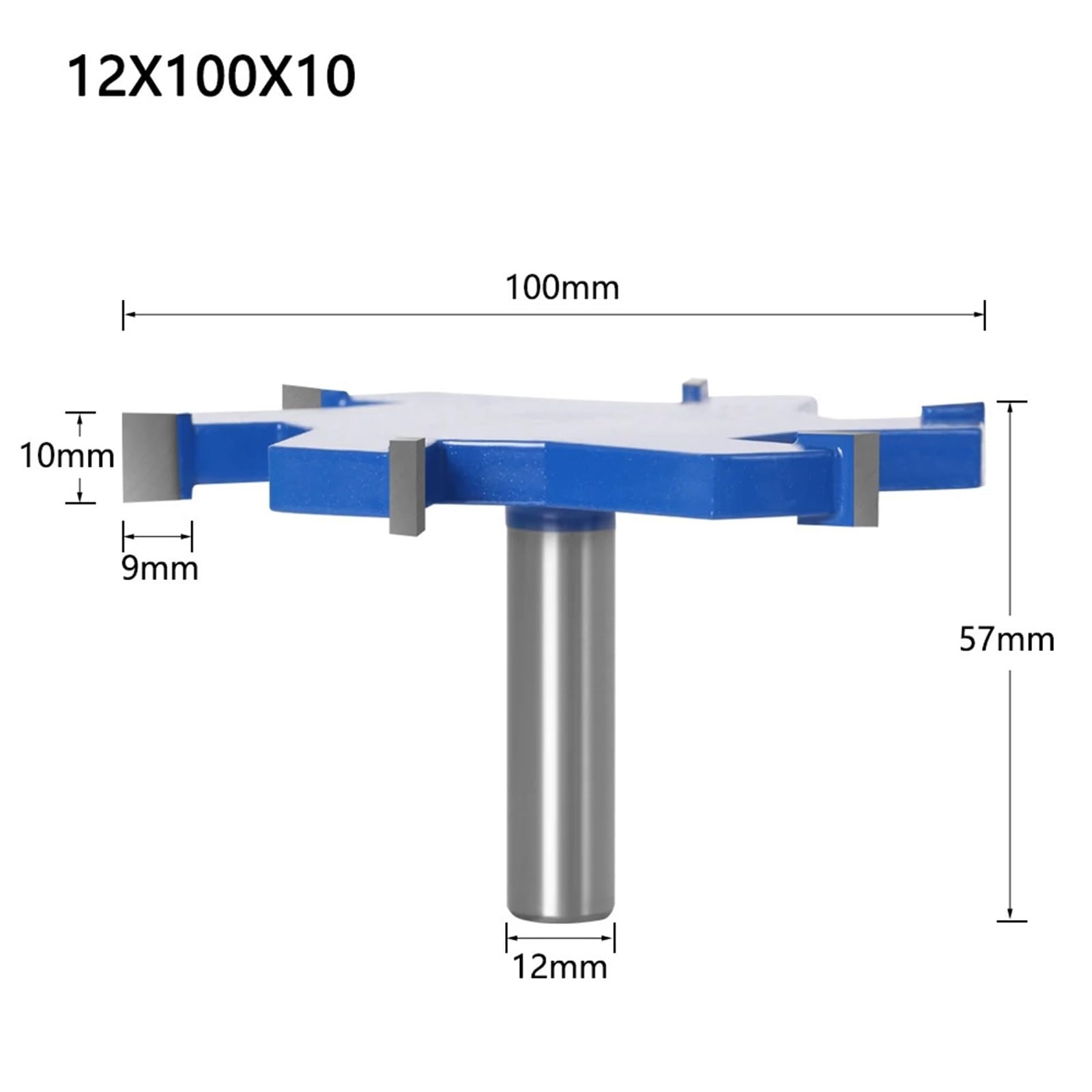 1 szt. 1/2" trzpień 12 mm 6-ostrzowy frez do rowków typu T Frezy drewna Frez przemysłowy,Obróbka precyzyjna(12shankX100mmX10mm)