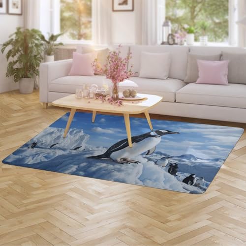 Grand tapis de bain antidérapant pingouin lavable en velours corail - 6