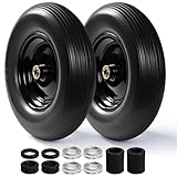 Backyard Expressions 16-Inch Flat-Free PU Tire 2-Pack – Heavy-Duty Solid Poly Wheels with 5/8