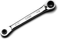 Vista 1 de Capri Tools Llave de trinquete reversible 4 en 1 con extremo de caja de 120 dientes, 5/16, 3/8, 7/16, 1/2 pulgadas, SAE