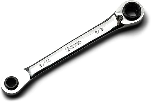 Capri Tools Llave de trinquete reversible 4 en 1 con extremo de caja de 120 dientes, 516, 38, 716, 12 pulgadas, SAE