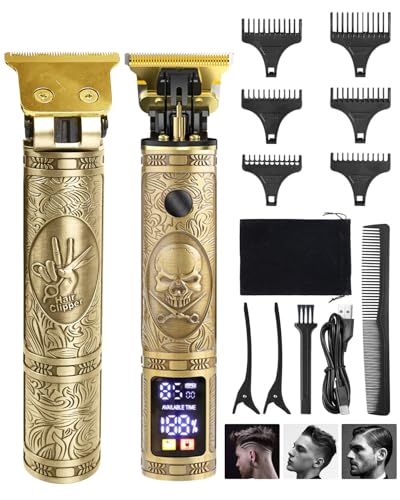 Cortapelos para hombre, recortadora de barba para hombre, batería recargable de 1200 mAh, con 6 peines de límite, juego de cortadora de pelo con hoja en T con pantalla LCD, kit de aseo de barba para