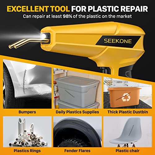 Seekone 100W Plastic Welder Upgraded Hot Stapler Gun Plastic Welding Kit With Pliers, Knife, 400Pcs Flat/Outer Corner/Inner Corner/Wave Welding Nails For Bumper/Kayak/Plastic Products Repair #TOP4