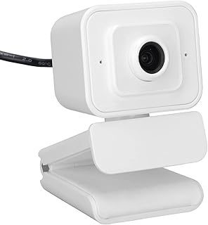 1080P 30fps High Resolution Webcam with 360° Rotation, USB Computer Webcam with Protective Cover for Win10, Win 7, Vista, OS X and More (White)