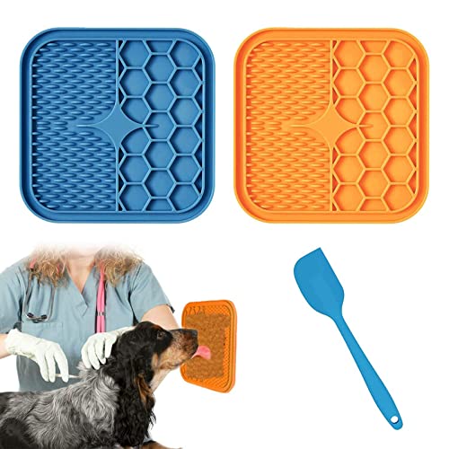 2 Piezas Alfombrilla de alimentación, Alfombrilla para lamer, Silicona Almohadilla Lamer, Almohadilla Lamer Alimentación Lenta, Almohadillas Lamer con Ventosa, Apto para Perros Gatos 15*15CM Cover