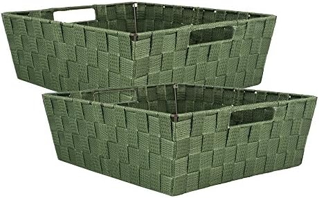 DII Woven Nylon Trapezoid Storage Bin, for Home, Office, Closets, & Everyday Storage Needs, Olive, Tray