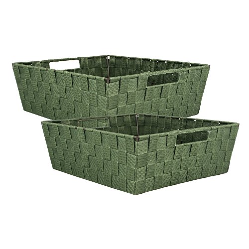 DII Woven Nylon Trapezoid Storage Bin, for Home, Office, Closets, & Everyday Storage Needs, Olive, Tray