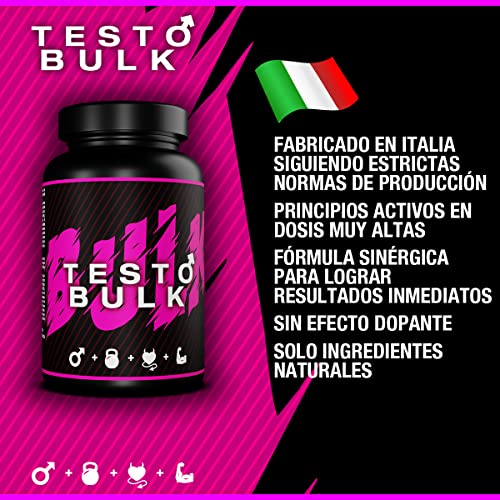 Testosterona Hombre Musculacion 120 Cápsulas Con Tribulus Terrestris En Alta Dosis, Arginina, Fenogreco, Maca Peruana, Ashwagandha KSM-66 Testobulk Testo Booster Masa Muscular, Fuerza Y Resistencia