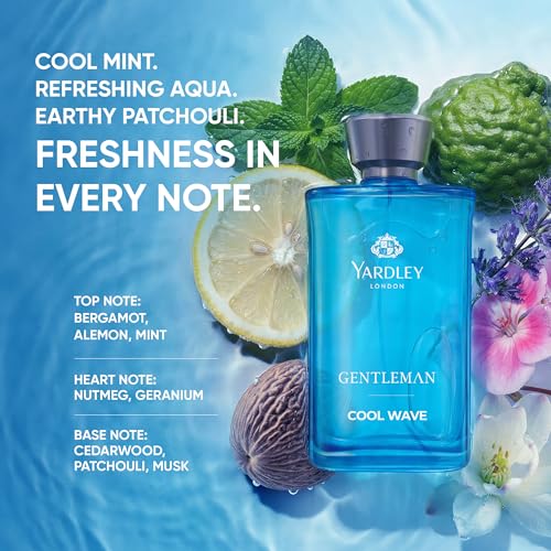 Image of Yardley London Cool Wave | Eau De Parfum | Long Lasting International Perfume for Man | Mint Aqua Patchouli Fragrance | Upto 15% dosage | 100ml EDP| Ideal Gift for Man