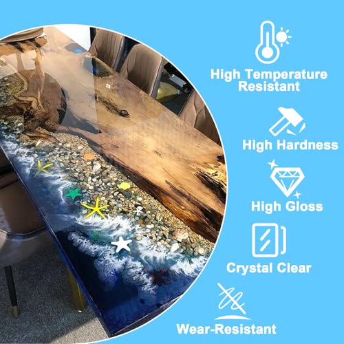 Image of Epoxy Resin - 32OZ Resin Kit, Crystal Clear Epoxy Resin Kit No Yellowing & No Bubble for Art DIY Jewelry Craft Desktop Coating Casting