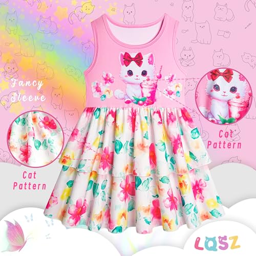 LQSZ Girls Dress Easter Cartoon Summer Vest Sleeveless Tutu Princess Casual Dresses for Kids 2-12 Years2