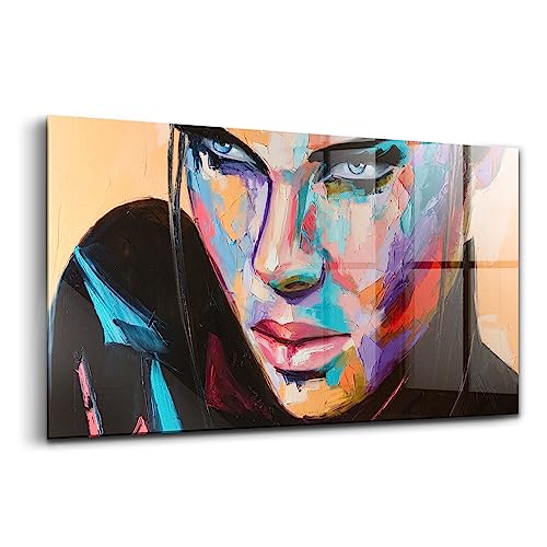 Peinture murale verre Wallfluent 140x70cm décoration intérieure portrait femme