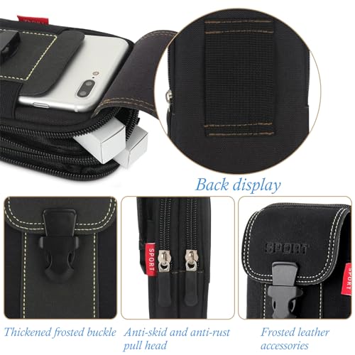 Handy Smartphonetasche, Multifunktional Bauchtasche Tasche Beutel für Camping Wandern Radfahren, Geeignet für Telefone bis zu 6,5 Zoll (2 Stück Schwarz)