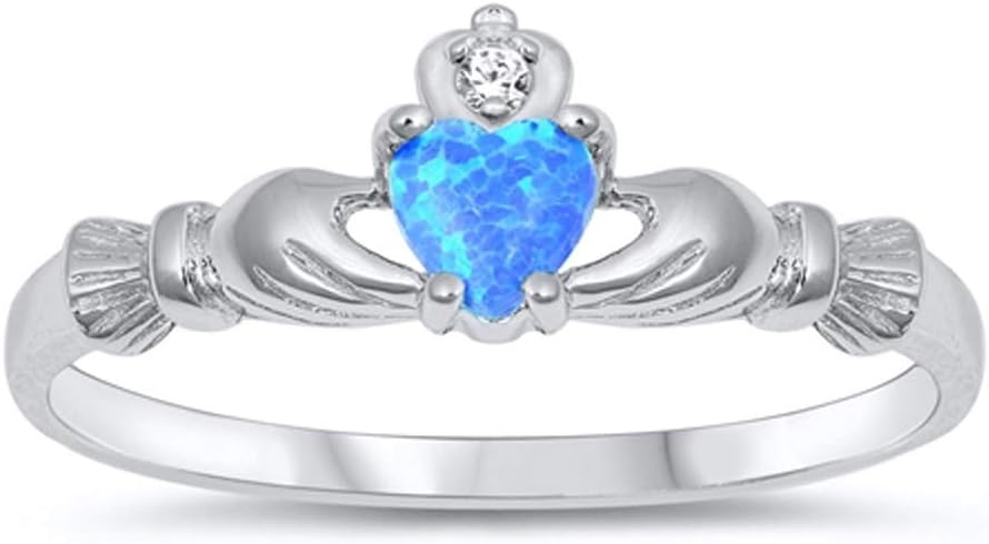 CHOOSE YOUR COLOR Sterling Silver Claddagh Heart Promise Ring