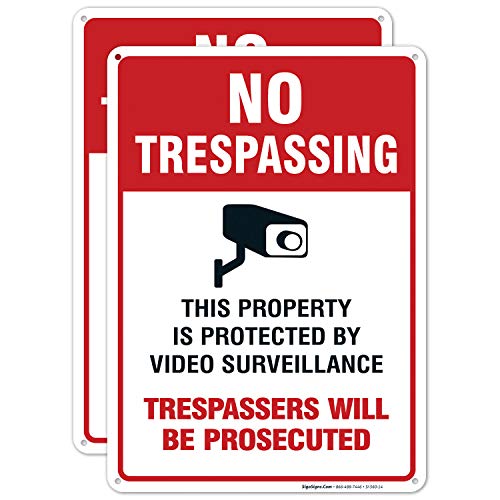 Video Surveillance No Trespassing Sign, Cctv Security Camera, (pack Of 2) 10x...