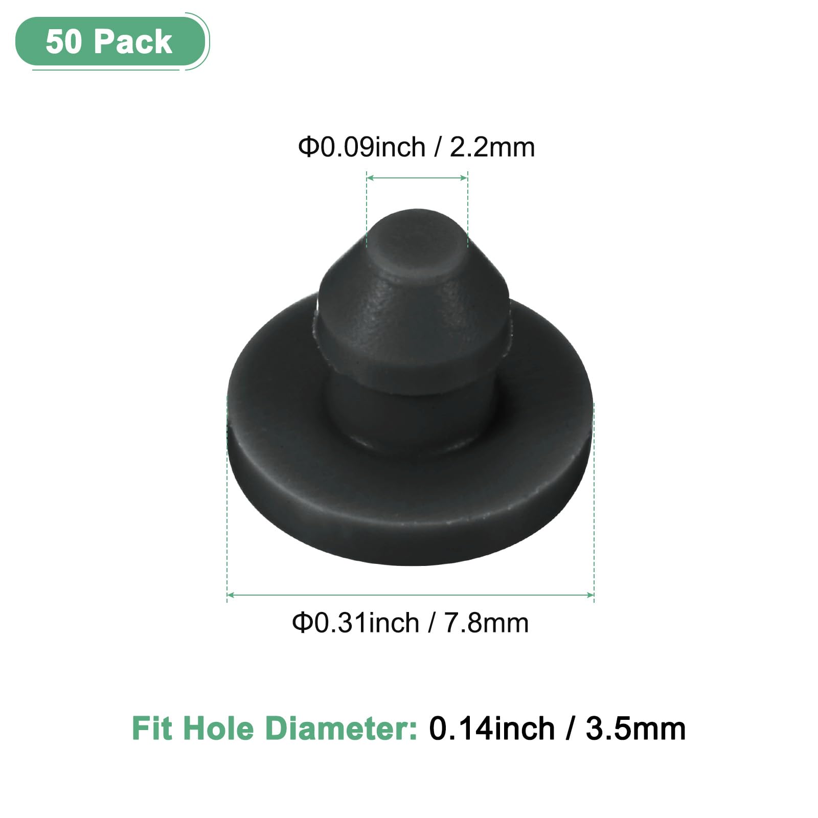 M METERXITY 50-Pack Silicone Hole Plugs, Snap in Locking Hole Plugs for 3.5mm Hole - Image 3