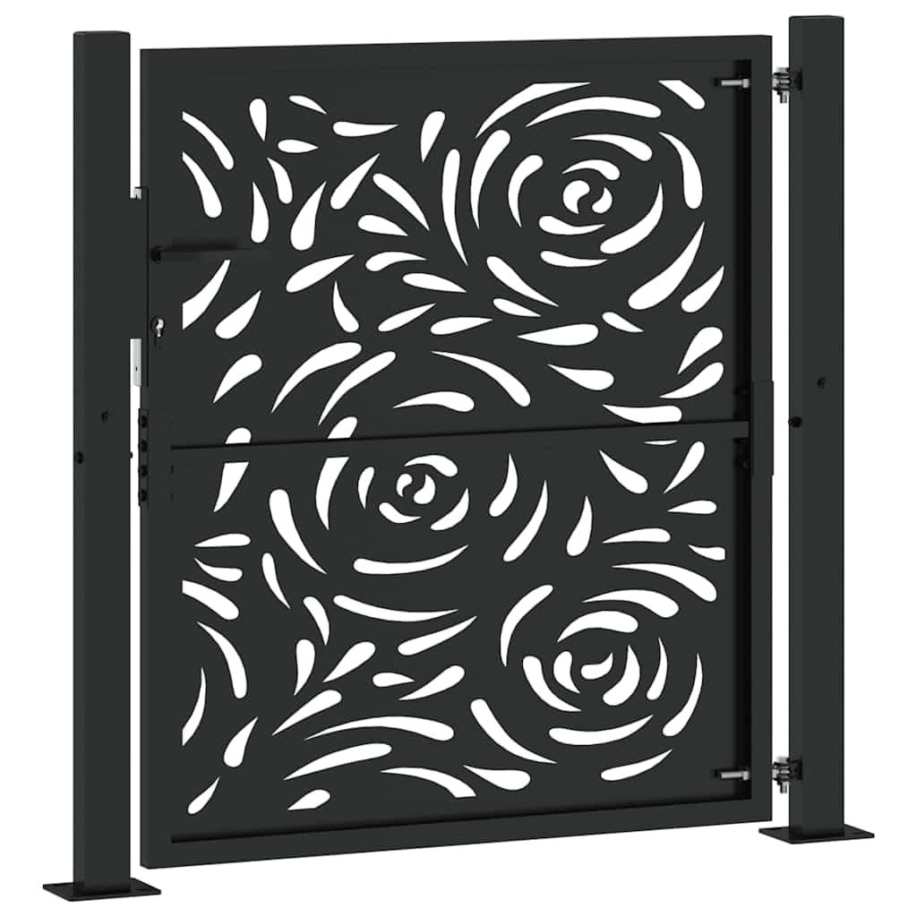 vidaXL Puerta de jardín diseño Llama Acero Negro 100x100 cm, Puerta de Cerca, Puerta Exterior, Puerta de Metal, Puerta de Seguridad, Puerta de Entrada