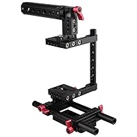 Vista 2 de CAMVATE Placa de montaje de trípode con mango superior para cámara compatible con Sony Panasonnic (rojo) - 1386