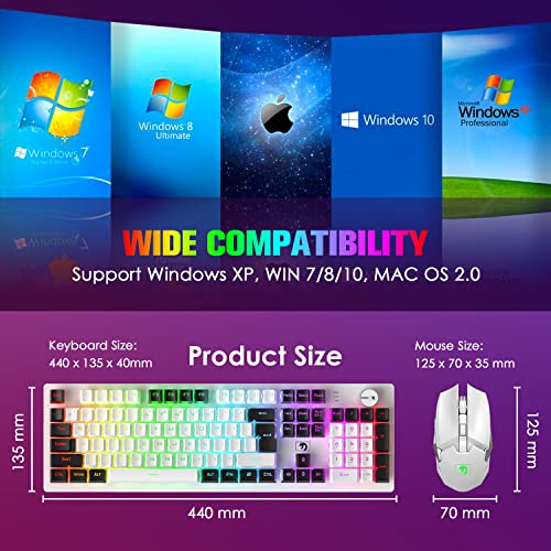 Felicon Rechargeable 2.4G Wireless Keyboard And Mouse Combo Suspended Keycap Mechanical Feel Backlit Gaming Keyboard & Mouse Adjustable Breathing Lamp For Laptop Computer And Mac #TOP7