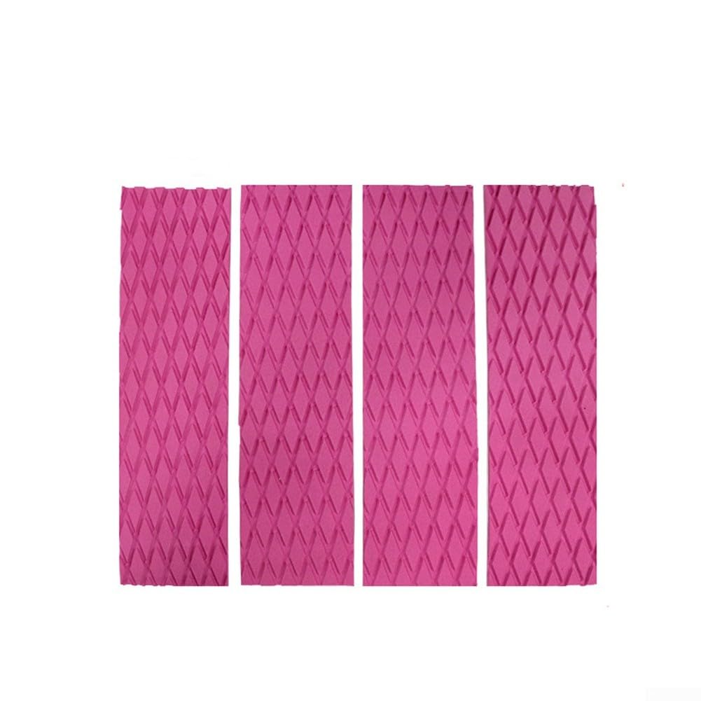 Yhenlovtt Quad Grip para tabla de surf frontal, juego de almohadillas con ranura de diamante para piezas, cola de tracción, antideslizante, EVA para alfombrillas (rosa 4)