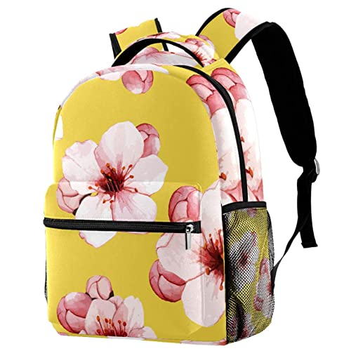 Sac à dos fleurs de cerisier rose avec porte-bouteille campus et voyage
