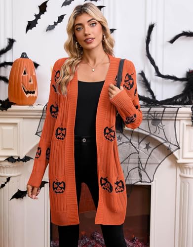 Image of Alsol Lamesa Women's Long Sleeve Cute Cardigan Sweaters V Neck Open Front Ribbed Knit Heart Sweater Coat