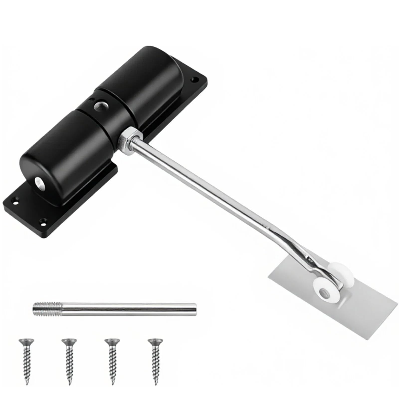 Crozgan Automatic Door Closer,Safety Door Closers for Interior Doors, Adjustable Hydraulic Spring Loaded Self Closing Gate Hinge for Room, Gate Spring with Adjusting Rod and Screws (Black)