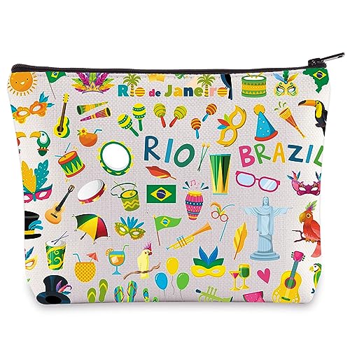 WZMPA Brazil Travel Bag Brazil Souvenir Gifts Rio De Janeiro Makeup Zipper Pouch Bag Brazil Trip Merchandise (Rio Brazil)