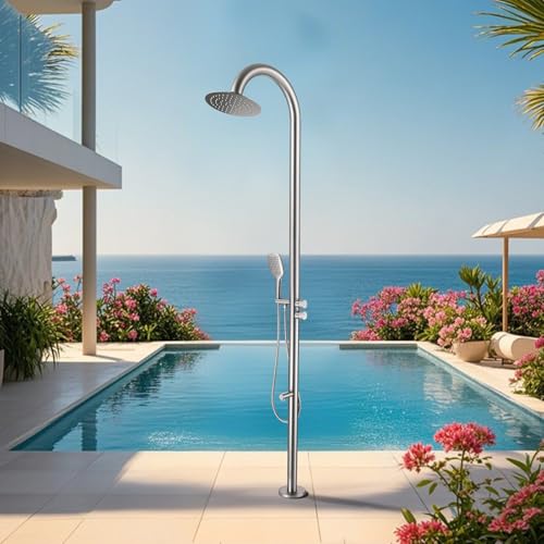 CHALIRS 316 Marine Grade Stainless Steel Free Standing Outdoor Shower