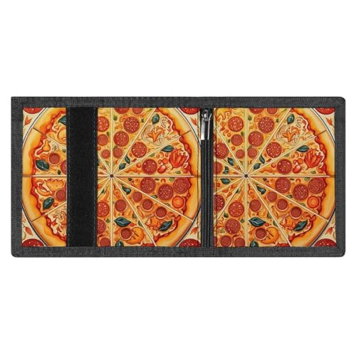 Trifold Wallet for Men, A Full Pizza Coin Purse Slim Money Clip Credit Card Holder with 8 Card Slots4