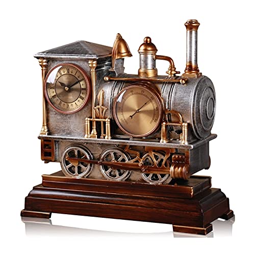 Reloj de mesa estilo europeo con péndulo de locomotora color gris blanco para encimera 2