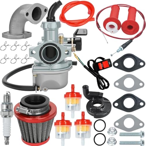 PZ22 Carburetor 22mm Carb Fits for 125cc 110cc CRF110 XR50 CRF50 CRF50f TaoTao SSR110 SSR125 DB14 DB24 Coolster Apollo Pit Dirt Bike 4 Stroke Engine Chinese 4 Wheeler ATV PartsRed