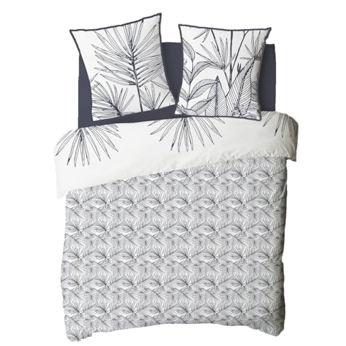Housse de couette 240x220cm en coton avec 2 taies d'oreiller imprimé blanc Future Home