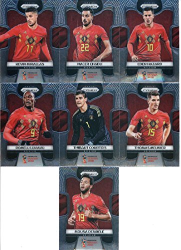 2018 Panini Prizm World Cup Soccer Belgium Team Set of 12 Cards: Eden Hazard(#13), Dries Mertens(#14), Axel Witsel(#15), Jan Vertonghen(#16), Kevin De Bruyne(#17), Thomas Vermaelen(#18), Mousa Dembele(#19), Romelu Lukaku(#20), Thibaut Courtois(#21), Thomas Meunier(#22), Kevin Mirallas(#23), Nacer Chadli(#24)