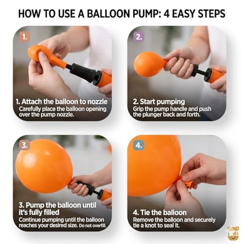 Image of Balloon Blower Pump Manual Machine (1PC Pack) | Balloon Inflator Pump for Latex Balloon, Foil, Air Balloon, Birthday Party or Any Decoration | Multicolour, Plastic, Portable, Lightweight