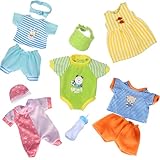 Set of 5 for 11-12-13-14 Inch Newborn Reborn Alive Doll Baby Doll Clothes Dress Costumes Gown Outfits with Feeding Bottle Birthday Xmas Present Wrap