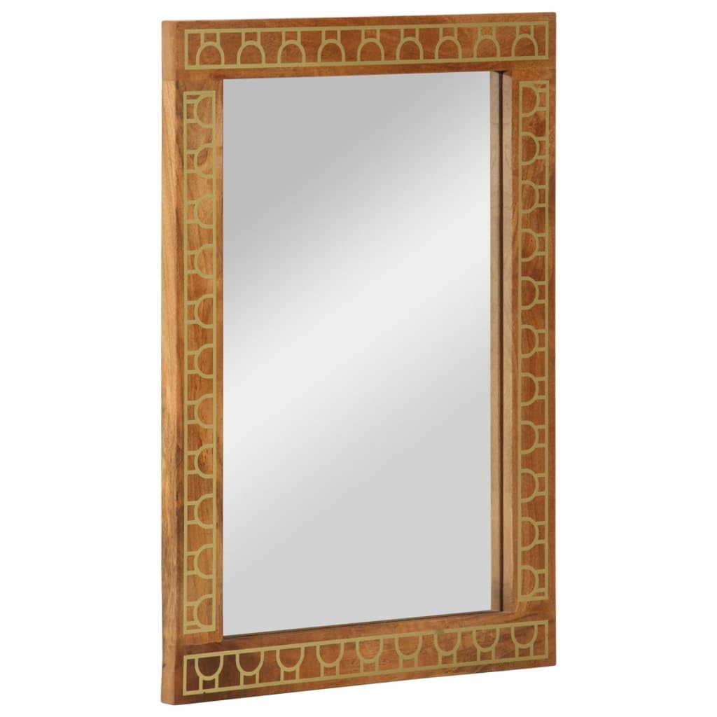 Espejo de baño 50 x 70 x 2,5 cm madera maciza mango y cristal
