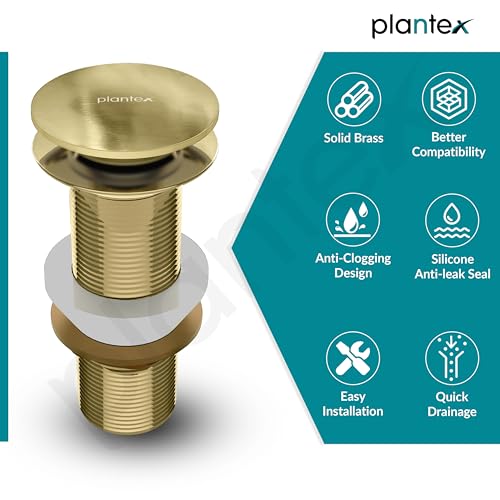 Image of Plantex Pure Brass Waste Coupling for Wash Basin /5 inch Drain Out let System Full Thread Sink Waste Coupling - Pack of 1 (Matt Gold)
