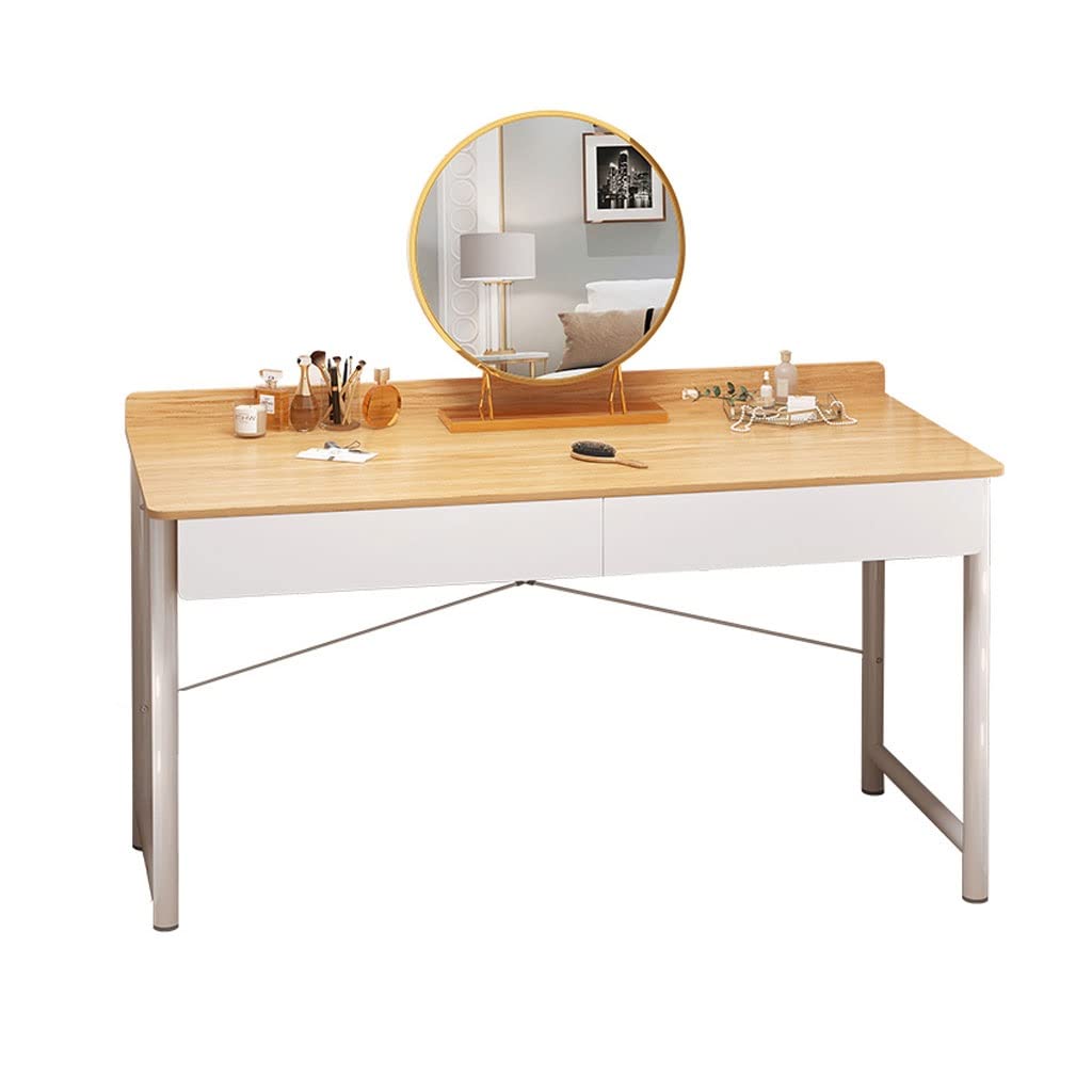 TEESONG Bedroom Dressing Tables Vanity Set Dressing Table With Mirror With 2large Drawers Ladies Or Girls Dresser Makeup Vanity Dressing Table