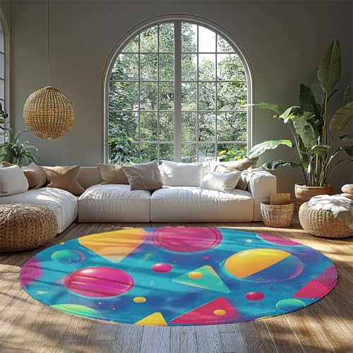 Tapis rond vintage géométrique haut de gamme d'intérieur 60cm