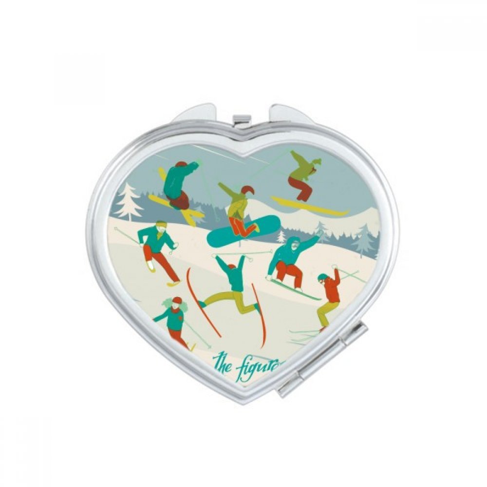 Miroir de poche illustration ski sport coloré accessoire maquillage compact voyage