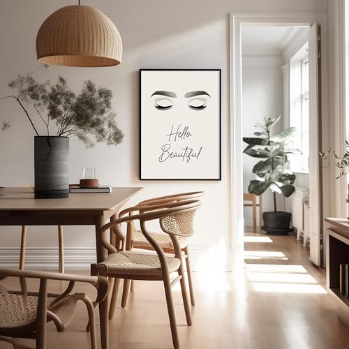 Image of Poster Master Hello Beautiful Print - Fashion Poster - Trendy Art - Minimal Wall Design - Gift for Men, Women & Fashionista - Glam Decor for Dorm, Living Room or Bedroom - 24x32 Unframed Wall Art