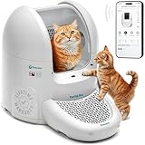 Petcove Self Cleaning Automatic Litter Box for Multi Cat - XL 65L Drum/Ultra Quiet 30-35dB Operation / 5 Safety Sensors/Easy App Control with Ultra Fast 5 GHz WiFi - Includes Ramp & 15 Litter Bags