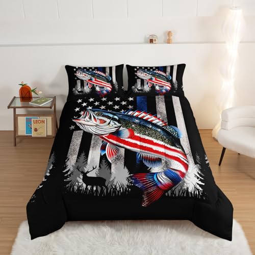 Parure de lit en microfibre douce motif drapeau americain lit dans un sac