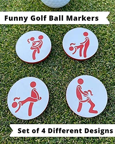 Sitfe Golf Ball Markers Adult Humor Set - Handmade Golf Accessories Gift For Gardens, Trees, Porches, Grasslands (4Pcs) #TOP2