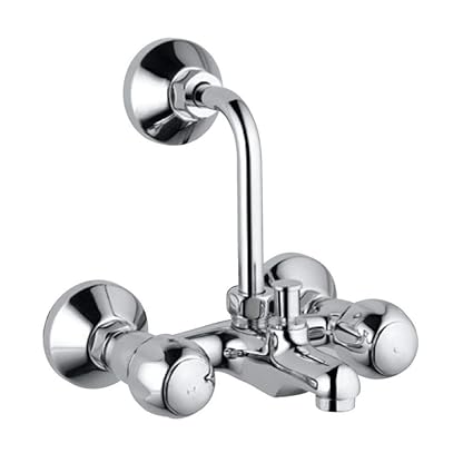 Jaquar Wall Mixer with provision for overhead Shower with 115mm Long Bend Pipe on Upper Side, Connecting Legs and Wall Flanges